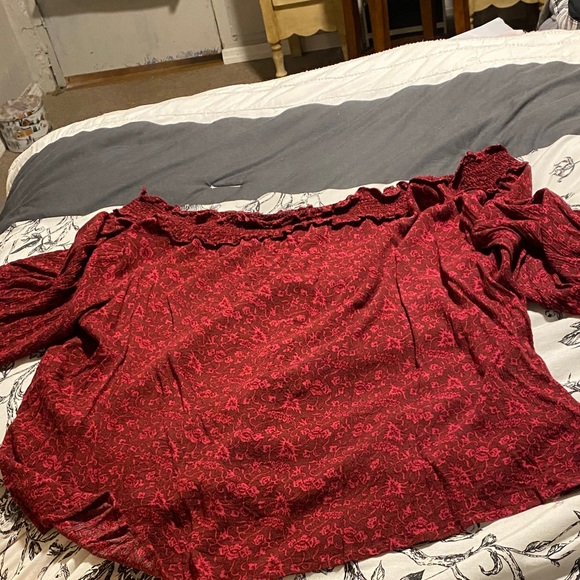 Lane Bryant Red Floral Blouse - Picture 1 of 3